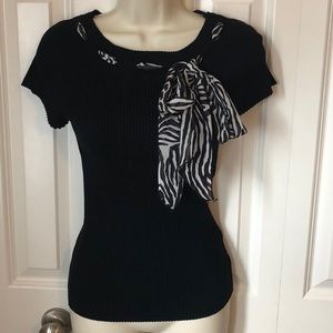 EUC sweater with zebra print scarf size small